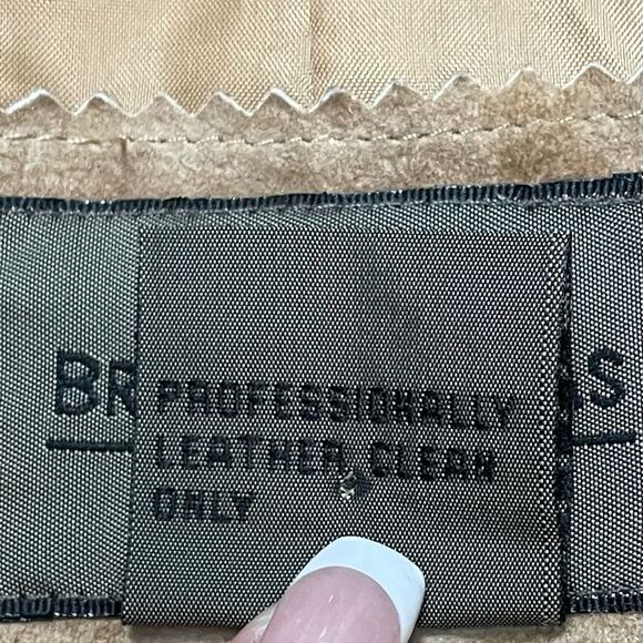 Brandon Thomas Tan Leather Jacket Cutout Turquoise Design Beaded Detail Medium - Picture 13 of 16